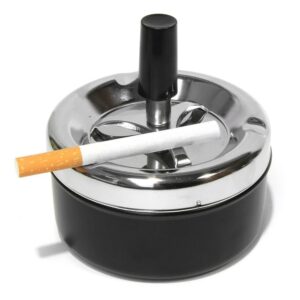 Smoke-King | Spinner Ashtray Chrome & Black | 9cm