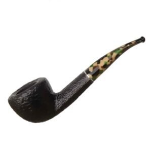 Savinelli Pipe: Camouflage Rusticated Black (316 KS) (6mm) Bent Pot Tobacco Pipe