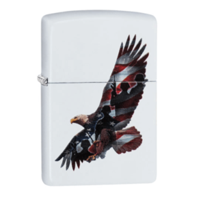 Zippo Eagle Patriotic Flag Design White Matte