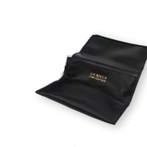 La Rocca Black 5″ Leather Roll-Up Tobacco Pouch