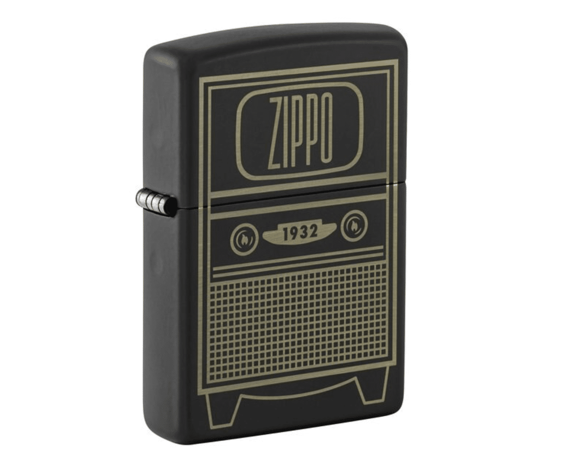 Zippo: Vintage TV Design Black Matte Pocket Lighter